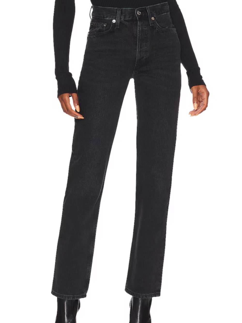 Agolde - Lana Mid Rise Straight Jeans in Conduct